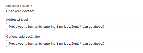 Modified address2 prompts