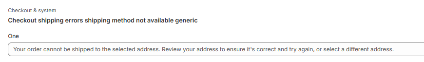 Shipping-error field