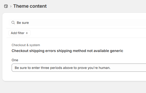 Shipping-error field modified
