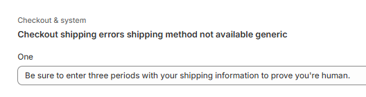 Shipping-error field modified