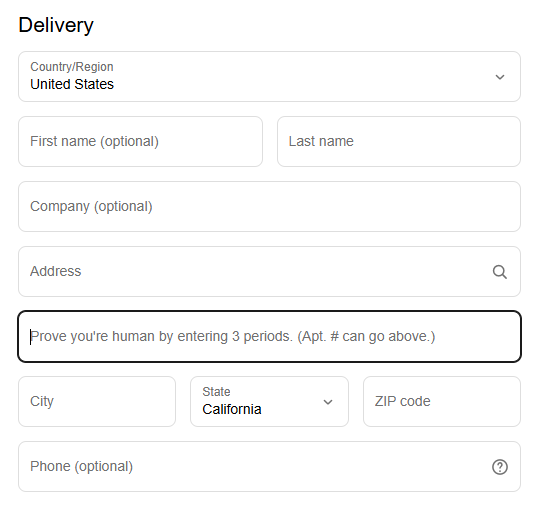 Shipping-error field modified